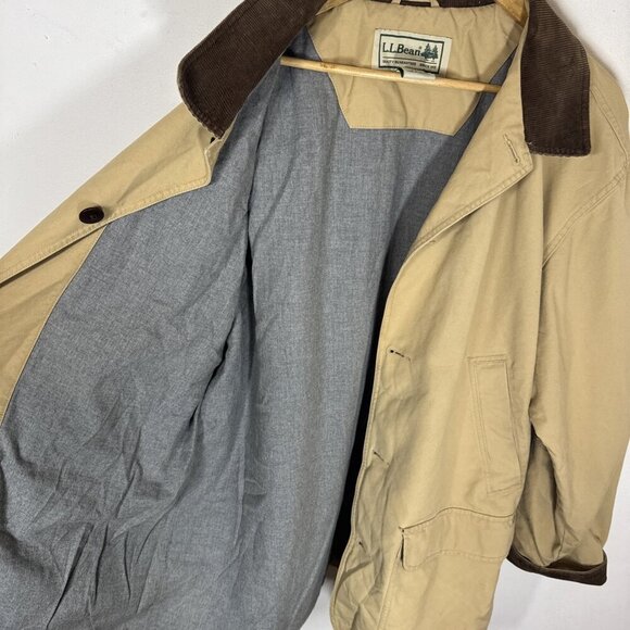 Vintage 90s L.L. Bean Barn Chore Coat XXL Tan Cotton Canvas Corduroy Collar - Picture 7 of 7
